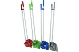 HAC24 2tlg. Kehrgarnitur Kehrschaufel Kehrbesen mit langem Stiel Kehrset Besen Schaufel mit Gummilippe Kunststoff