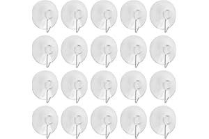 Aubess 20 sztuk haczyków z przyssawkami, Ø 40 mm, przyssawki z haczykami, przezroczyste przyssawki do okien, przyssawki bardzo mocne do zawieszenia łańcuchów świetlnych, ręczników, dekoracji