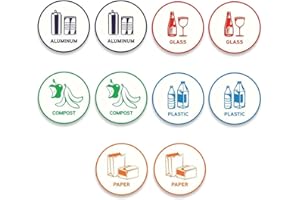 CPJJ set da 10 pezzi Adesivi per bidoni della spazzatura, adesivi per la raccolta differenziata dei rifiuti biologici, sistema di raccolta differenziata per pattumiera, colla per pattumiere