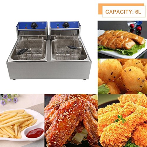 Profi Doppel Fritteuse Edelstahl 2 X 6l Friteuse Deep Fryer Gro Mit Filter Herausnehmbarem Lbehlter Und Regelbarer Heizstufe 2 X 2500 Watt Profi Doppel Fritteuse Edelstahl 2 X 6l Friteuse Deep Fryer Gro Mit Filter Herausnehmbarem Lbehlter Und Regelbarer Heizstufe 2 X 2500 Watt
