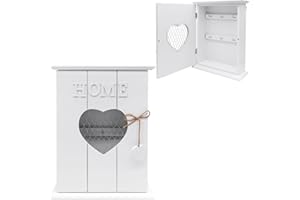 Maison Des Cadeaux White 6 Hook House Car Key Holder, Wooden Wall Mountable Cabinet Storage Box (US430)