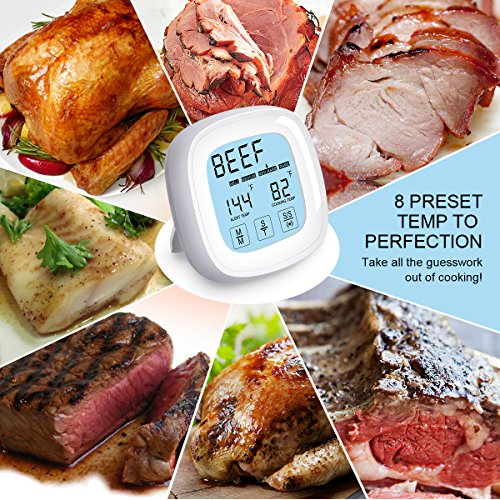 Amir KA9 Grillthermometer (Digital, Touchscreen, geeignet für Ofenthermometer BBQ Temperaturen) weiß - 2