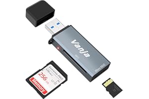VANJA SD Kartenleser, USB 3.0 SD Karten Adapter High-Speed SD Card Reader Unterstützt SD/MicroSD/SDHC/SDXC/MMC/UHS-I Karte Kompatibel mit Mac, Windows, Linux, PC, Laptop