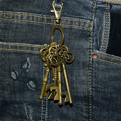 makhry 50 Hochzeit braun Kraftpapier Geschenkanhänger Rechteck Tags mit 50 Vintage Skelett Flaschenöffner 30 Füße natur Jute Bindfäden, Ex-Large - 8