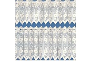 MAPLE TEXTILES Maple Textile Cream Cafe Net Curtain Cotton Look Floral Design 14'' Drop (35cm)