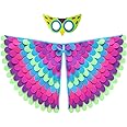 Proumhang Kids Bird Wings Costume for Age 3~8 Years,Bird Owl and Peacock Masque Owl Dress Up,Boys Girls Felt Eye Masque and Wings Set,Halloween Colorful Fancy Dress