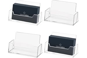 Dokeno 4 PCS Support Carte de Visite en Acrylique, Présentoir à Carte de Visite en Plastique Comptoir de Bureau Titulaire de la Carte de Visite pour Organisateur de Collection de Bureau