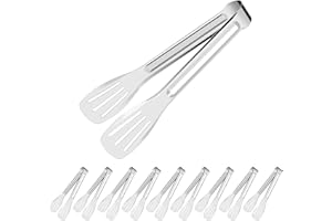 MABAHON 10 Pack Serving Tongs Buffet, 7 Inch Kitchen Cooking Tongs Stainless Steel Buffet Tong Frying Tong for Pasta Salad BBQ Cake Home Birthday Wedding Candy Bar Party (7 INCH)
