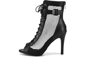 VCIXXVCE Damen Lateinische Tanzstiefel Schnüren Salsa Bachata Tango Ballsaal Tanzschuhe Reißverschluss Ballsaal Netzgarn Tanzschuhe