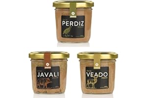 QUINTA DE JUGAIS Selección de Patés Gourmet Variados – Jabalí, Venado y Perdiz – Pack de 3 tarros de 100 g, ideal para untar en galletas saladas y pan.