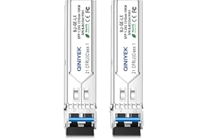 QINIYEK Módulo SFP a LC 1000Base-LX, transceptor de fibra SFP monomodo para Cisco GLC-LH-SMD, Meraki MA-SFP-1GB-LX10, Ubiquiti, Fortinet, Mikrotik, Netgear (SMF, 1310 nm, 20 km, DDM), paquete de 2