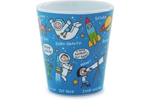 Tyrrell Katz Kids Space Printed Beaker in Blue - Dishwasher Safe Children’s Drinking Cup Everyday Melamine Tableware - 8 x 7 cm