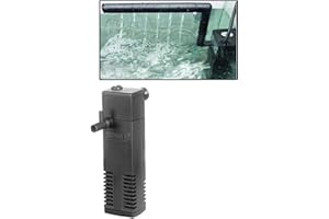 DingLong Home Filtre Intérieur Aquarium avec 4W Pompe à Eau d’Un Débit de 300L / H, Filtre Interne pour Aquarium d'eau Douce de 60L, Filtre intérieur réglable, Filtre Aquarium.