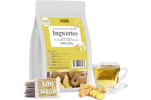 ULTHMOK Premium Ginger Tea - 100% ren ingefärsrot, 100 tepåsar, Inga tillsatser & koffeinfri