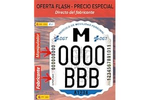 SUPERPLAQUE DEPUIS 1934 Matrícula para Patinete Eléctrico VMP Homologada DGT 2026 – Placa Identificativa Adhesiva Personalizada con Tus Datos – Resistente al Agua, UV y Exterior – Fácil Instalación