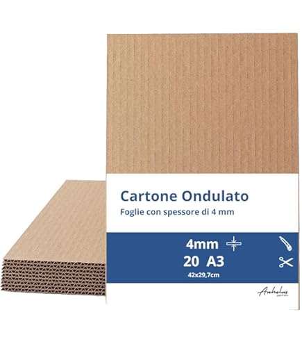 Cartone Vegetale Cartone Ondulato Marrone - 10 Fogli A4, 31,1x21,9 Cm, Spessore 2 Mm, Per Imballaggi E Fai Da Te Base Cartone
