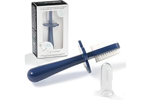 ‎GRABEASE Grabease Baby Toothbrush Double Sided - Training Finger Toothbrush for Toddler Infant, BPA Free & Phthalate Free for Baby & Toddler, 1 Pack, Navy Blue