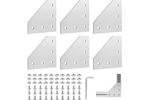 EXLECO 6er Eckhalterung Verbindungsplatte Aluprofil 20X20 Eckhalterungsplatte Eckwinkelplatte Außenprofil L Profil Aluminium mit Muttern Schrauben Schraubenschlüssel für 6mm Schlitz Aluminiumprofil