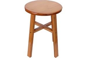 ZLXHDL Sedia da Doccia, Sgabello in Legno Forte Panca da Doccia in Bambù Portante Poggiapiedi da Esterno Per Soggiorno Bagno Camera da Letto(Sgabello rotondo medio in bambù)