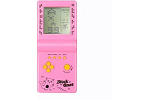 HLF 3,5 Pouces Grand écran Brique Console de Jeu Bloc de Construction Jeu de Course / Jeu de réservoir intégré 26 Jeux Classiques Puzzle nostalgique (Rose)