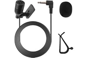 SOWBUD 3.5MM Car Microphone, Small Self-Adhesive Microphones, Mic Vehicle External Bluetooth Stereo Player Navigation DVD Gps with 10 Ft Cable, Plug & Play Compatible with Kenwood Sony Boss Alpine Jensen