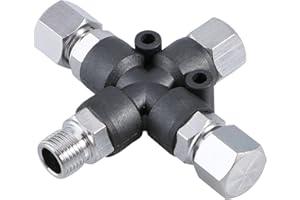 Sagud Airbrush Splitter Manifold 3-Way Air Brush Accessories Fitting Hose Connector with 1/8" Fittings and 2 Male Air Outlets