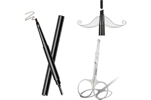 SEMINISMAR Penna di Riempimento Barba,Penna per barba,matita per barba da uomo,strumento per lo styling della barba,Penna riempitivo per barba,set riempitivo per barba,con forbici per capelli del naso,nero,2 PCS