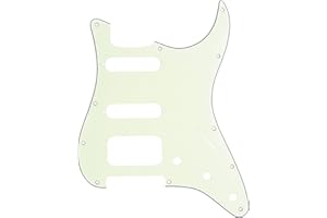 Musiclily Pro 11 Löcher Round Corner HSS Strat Schlagbrett Gitarren Pickguard mit 2 Schrauben Humbucking Pickup Mount für Fender American/Mexican Stratocaster E-Gitarre,3 lagig Elfenbein