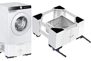 ‎NIUXX NIUXX Universal Waschmaschinen Untergestell mit Schublade und Rollen, Verstellbar, Waschmaschinen-Unterschrank mit Bremse (63-69 cm), für Waschmaschinen und Wäschetrockner, 400 kg belastbar