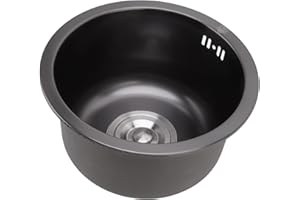 PSSOPP Fregadero de Cocina Redondo de Acero Inoxidable, Un Solo Tanque, Acabado Cepillado, Comercial