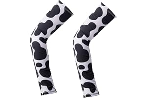 Mikovivi Cow Animal Print Arm Sleeves, Sun Protection Cooling Shooter Compression Cute Protective Covers for Basketball Football Outdoor Sports Supplies Accessories Women Men Youth (White and Black)