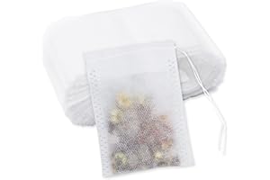 100 Bustine di tè con coulisse, Sacchetti filtro per tè usa e getta, SZXMDKH Infusore vuoto per tè sfuso, caffè, erbe 9 x 7 cm