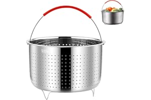 AARCYYE Panier Vapeur, Cuit Vapeur en Acier Inoxydable 304, OD 17,6 cm, Cuit-Vapeur en Acier Inoxydable avec Poignée en Silicone, Panier Vapeur, pour la Cuisson des Légumes et des Aliments, 3L