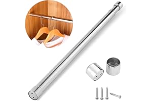 PCAPZZ Wardrobe Pole and Fittings 56-100cm Extendable Poles for Hanging Clothes Stainless Steel Telescopic Wardrobe Rail Heavy Duty Rust Resistant Hanging Clothes Rail for Bedroom Shower Balcony Windows 1set