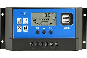 Y&H Regulador de carga de panel solar, 60 A, 12 V/24 V, regulador inteligente, puerto USB, luz de 5 V, temporizador, control de luz, pantalla LCD