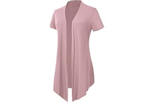 EXCHIC Damski miękki kardigan z krótkim rękawem solidny lekki kardigan