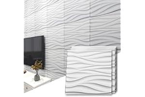 Art3d Pannello da parete ondulato, 50 x 50 cm, confezione da 12, colore: bianco