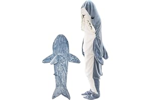 BIUDUI Hai Decke Erwachsene Shark Blanket Zum Anziehen, Superweicher Flanell Shark Schwanz Decke Hai Decke Schlafsack Kostüm Sofa Kuscheldecke Für Erwachsene,Maskerade-Party, Halloween 230 Cm
