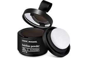 ‎LEON MIGUEL LEON MIGUEL Ansatzpuder - wasserfestes Hairline Powder als perfekten Haar Concealer zum Ansatz kaschieren, unsichtbares Haar Make-up zur Haarverdichtung (Dunkelbraun, Hairline Powder)
