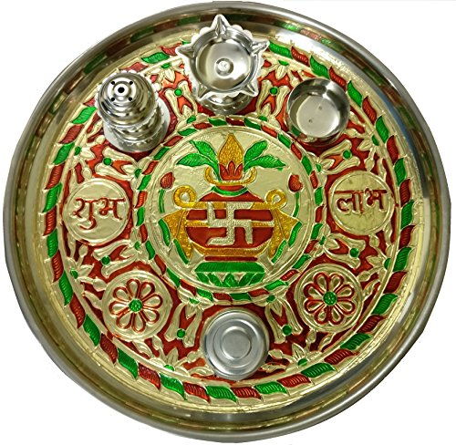 1 Stop Shoppee Decorative, Simple, Attractive Pooja Thali For Ganpati Navratri Diwali...