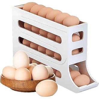Houksouml Egg DispenserAutomatic Rolling Egg Tray Organizer, Holds 28 Eggs Simultaneously, Space Saving Refrigerator Egg Roller,Works in The Dining Ta