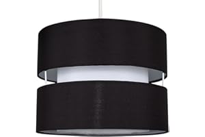 MiniSun | Modern 2 Tier Ceiling Light Shade in a Black Finish | Pendant Lights, Home Décor & Improvement Essential | 260mm Shade Width
