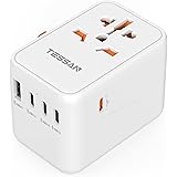 TESSAN 65W USB C Reseadapter, Universal Plug Adapter med 1 USB, 3 USB C och 1 PD Snabbladdning 65W, Internationell Kontakt fö