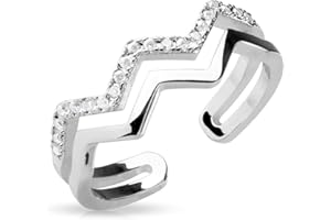 Autiga Fingerspitzenring Midi Knöchel Nagel Ring Zehenring ZickZack eckig rhodiniert