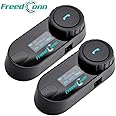 FreedConn T-COMSC Motorcycle Motorbike Helmet Bluetooth Intercom Interphone Headset, for 2 or 3 riders/LCD Screen / MP3 player/GPS/FM radio/Hands Free (2Pack)