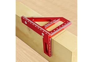 HEKOBAG Transportador Cuadrado para Carpintería, Regla de Medición Multiángulo 3D, Regla Triangular de Inglete de Aluminio de 45/90 Grados, Trazador de Regla Triangular para Ingeniero Rojo