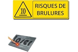 MYGOODPRICE Plaque gravée autocollante 30x10 cm "Risques de brûlures" fond jaune