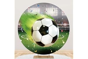 Renaiss 2m Fondo Redondo de Deportes de fútbol Estadio de fútbol Fondo de fotografía de poliéster Baby Shower Decoración de Fiesta de cumpleaños Niños Chico Retrato Accesorios de Estudio fotográfico