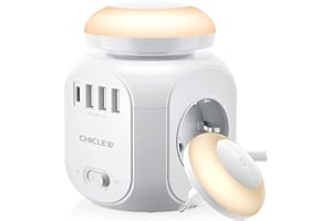 Steckdosenleiste Würfel, CHICLEW 4 Fach Mehrfachsteckdose, 8 in 1 Powercube Steckdosenwürfel mit 3 USB-A und 1 USB-C, 1,8 m Kabel und LED Nachtlicht für Zuhause, Büro und Reisen