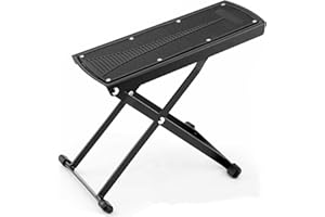 CAIHONG Guitar Fußbank, 6-fach Höhenverstellbarer Gitarren-Fußstützenständer mit Gummi-Endkappen und Rutschfester Gummiauflage für Klassische, Akustische, Elektrische Gitarre - Schwarz